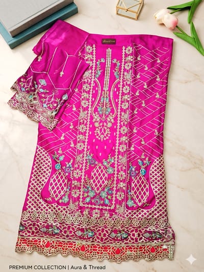 পাকিস্তানি ডিজাইনার লন বা শিফন থ্রি-পিস_img_0